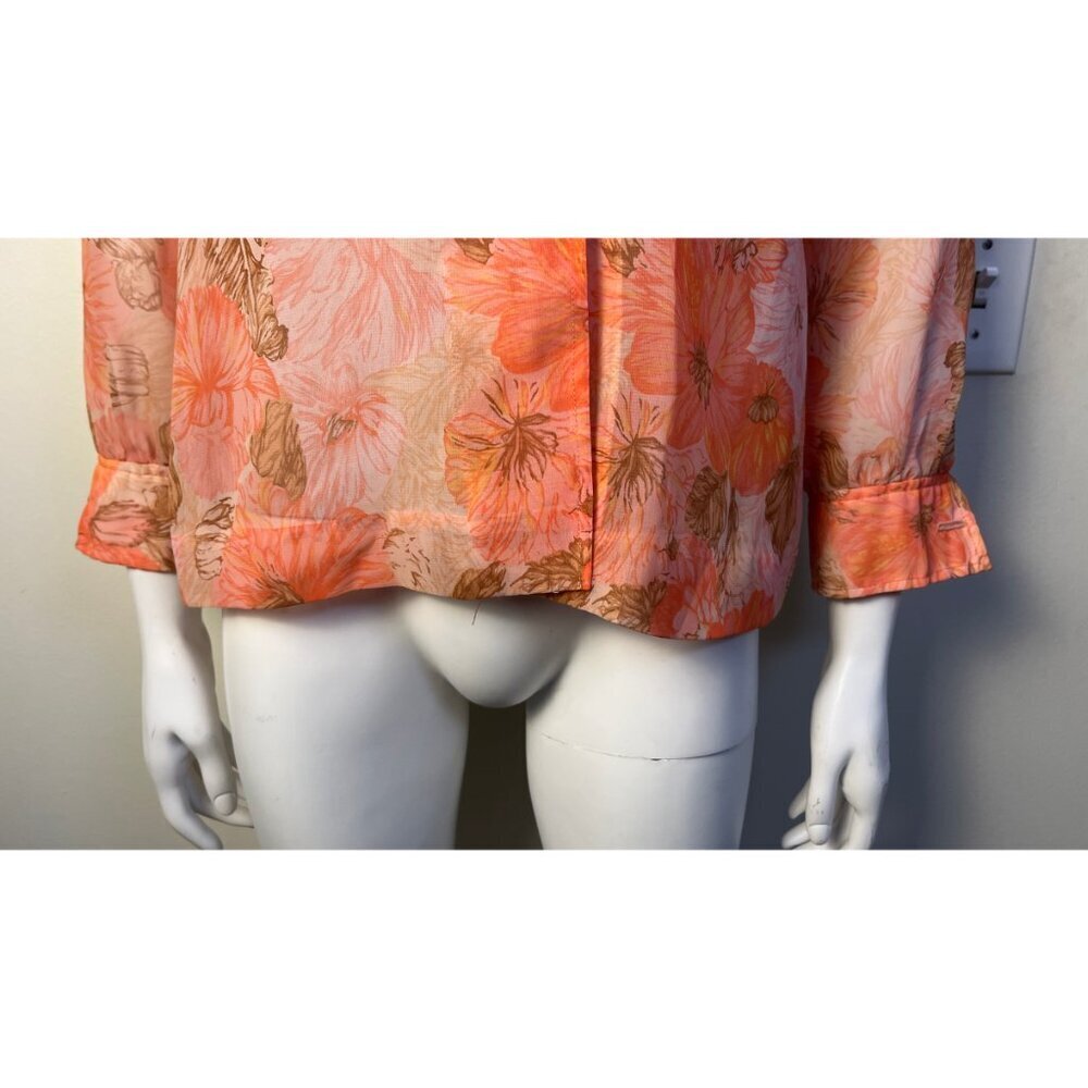 VINTAGE FLORAL 50'S  SHEER JACKET M - Picture 4 of 6